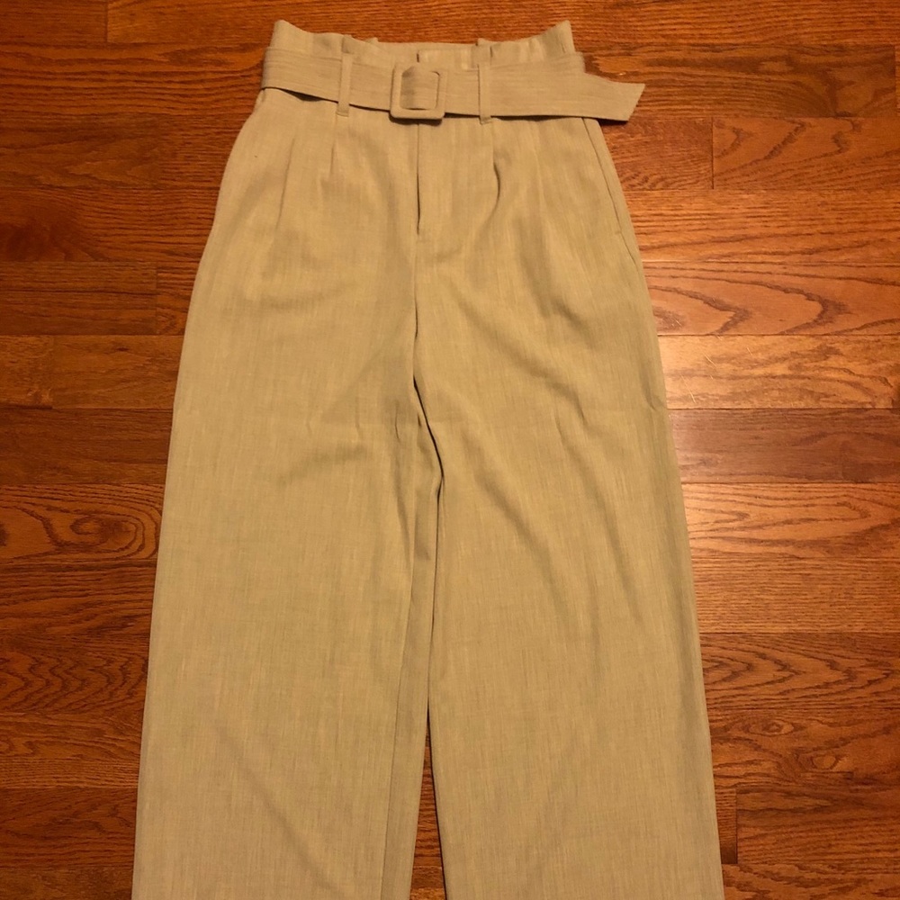 Belted, Wide Leg Dress Pant